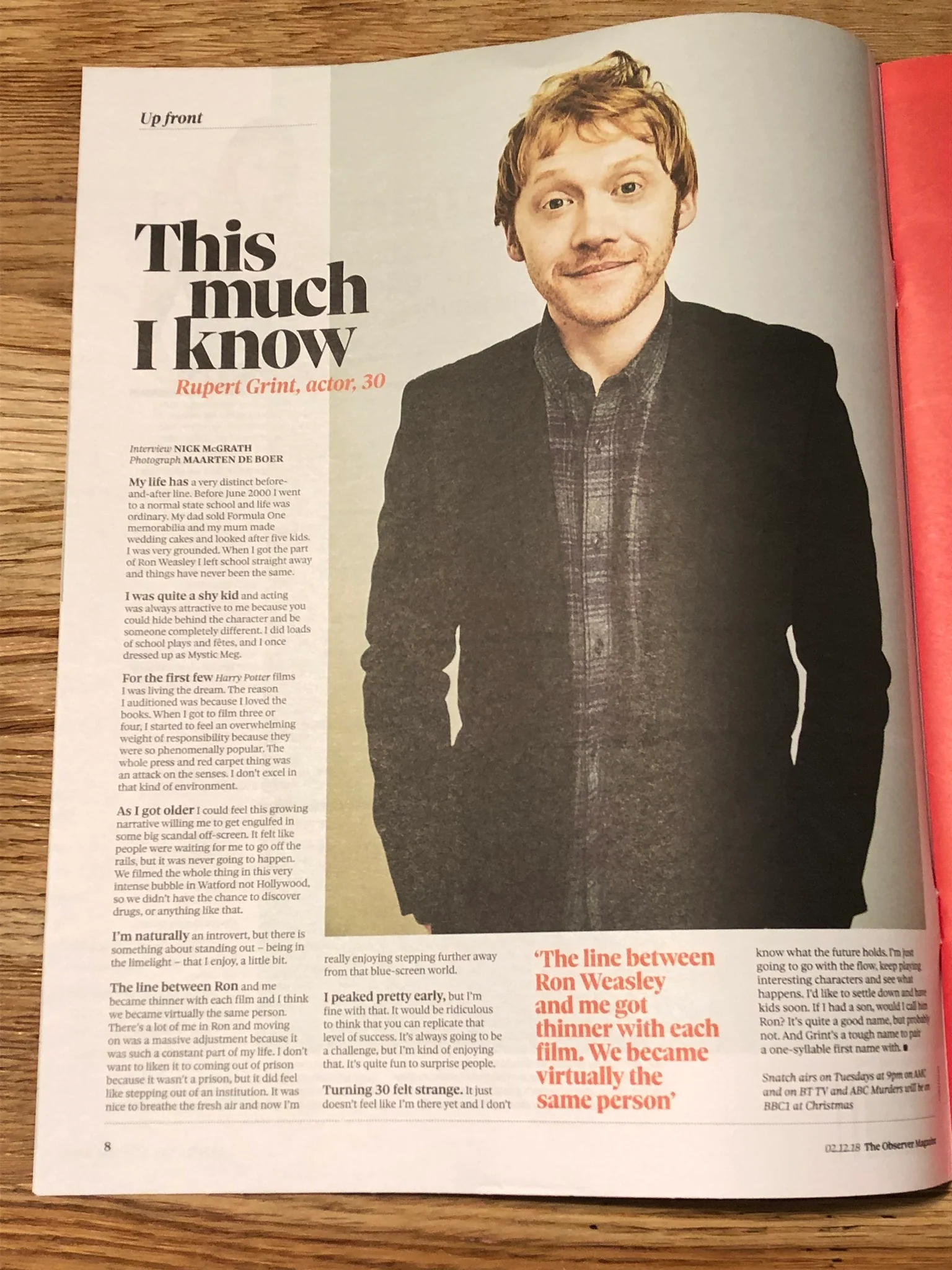 UK Observer Magazine December 2018: Joan Collins Rupert Grint - Image 3